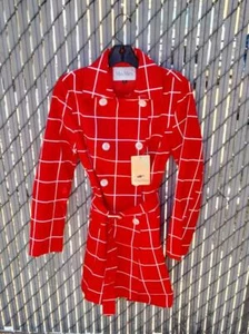 MAXMARA Trench Coat Red White NOSWT Belted XL Cotton? Max Mara - Picture 1 of 5