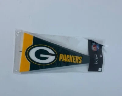 8 New NFL Green Bay Packers Mini Pennants 9"x4" Felt, Made in USA 8 Pack - Image 1 of 4