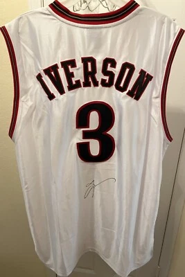 Allen Iverson autograph signed 76ers authentic Adidas game model jersey Schwartz - Image 1 of 3