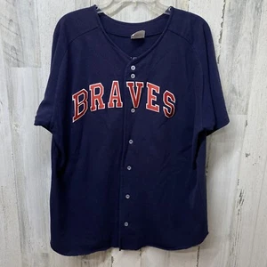 Maglietta da baseball vintage Off the Bench Atlanta Braves abbottonata Rocker Rocks - Foto 1 di 12