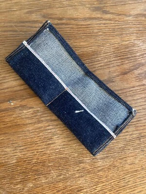 Бумажник складной Cho Kiwami 21 унция, немытый/сырой селвидж с идентификатором - Изображение 1 из 4