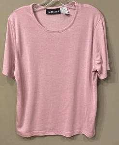 Sag Harbor Pink Short Sleeve, Crew Neck Polyester/Rayon Blend T-Shirt Sz L - Picture 1 of 4