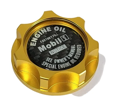 TAPA DE LLENADO DE ACEITE DE MOTOR BILLET DORADO FIBRA DE CARBONO MÓVIL PARA HONDA CIVIC JDM Foto 1 de 3