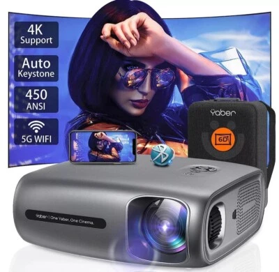 Yaber Buffalo Pro U7 Projector 450 ANSI HD 5G Wi-Fi Bluetooth 1080P 4K 6D 4P/4D - Image 1 of 4