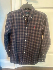 Ralph Lauren Boys L/S Button Front Plaid Shirt Top - Size L Large 14 - 16 - Picture 1 of 7