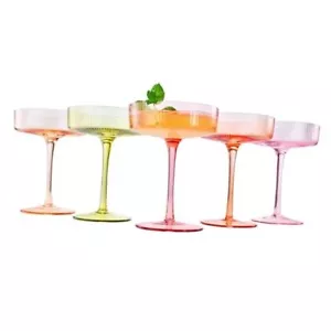 Pastels Colored Vintage Art Deco Coupe Glasses - Martini, Cocktail & Champagne - Picture 1 of 8