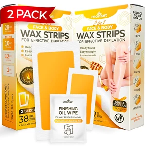 Wax Strips 76 Count – 56 Body Wax Strips, 20 Face Wax Strips and 24 Finish Wipes - Picture 1 of 7