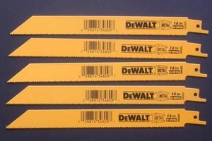 5 x DEWALT DW4809 (DWAR814) RECIPROCATING SAW BLADES 203MM 8" 14TPI - Picture 1 of 1