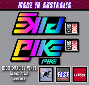 Rockshox Pike style Fork Decal water Rainbow Stickers Laminated Rock shox  - Picture 1 of 1