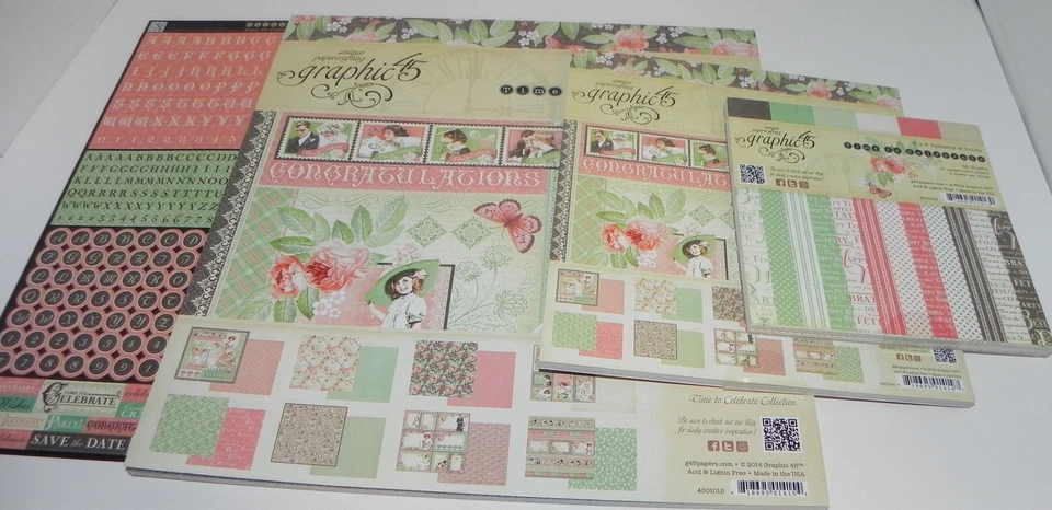 LOT TIME TO CELEBRATE GRAPHIC 45 COLLECTION PACK 12X12 8X8 6X6 DESIGNER PAPER - Image 1 of 1