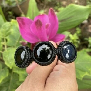 Brazalete Leklai Nampee 3 Redondo Verde Negro Azul Piedras Preciosas Amuleto Tailandés - Imagen 1 de 2