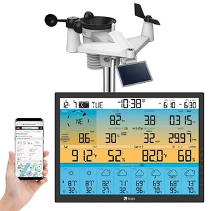 Logia 7-in-1 Wireless Weather Station 8-Day Forecast Wi-Fi Solar Cell Large 19" - Picture 1 of 9