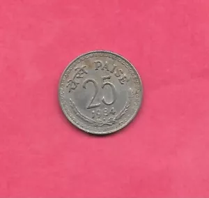 INDIA INDIAN KM49.1 1984 B VF-VERY FINE-NICE OLD CIRCULATED USED 25 PAISE COIN - Picture 1 of 1