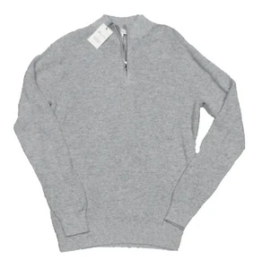 Peter Millar Men's Gale Grey Wool Blend Textured Mock-Neck 1/2 Zip Sweater - Picture 1 of 3