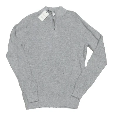 Peter Millar Men's Gale Grey Wool Blend Textured Mock-Neck 1/2 Zip Sweater - Image 1 of 3
