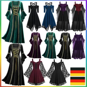 Neu Halloween Damen Punk Gothic Hexe Karneval Cosplay Kostüm Vampir Party Kleid - Bild 1 von 28