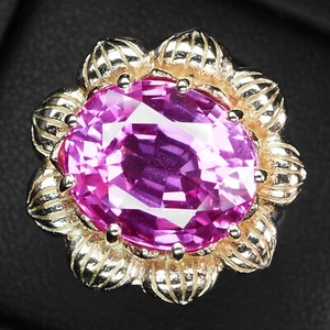 Luxurious Fuchsia Pink Tourmaline Oval 9.12Ct 925 Sterling Silver Handmade Rings - Picture 1 of 9