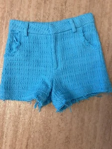 Zara Girls Stiched Textured adjustable waist Aqua/ Raw hem size 10 shorts - Picture 1 of 7