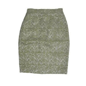 VINTAGE 90s Escada Couture jacquard brocade green botanical pencil skirt XS - Picture 1 of 7