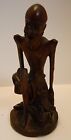 Vintage Hand Carved Wooden Thin Beggar Figure Holding Book? 6" x 3" Very Good