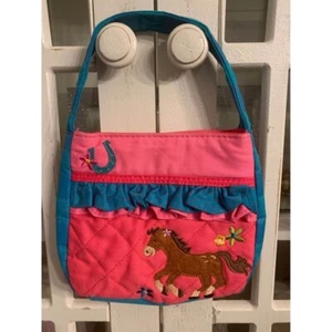 Stephen Joseph pink and blue horse waffle stitch purse - Picture 1 of 5