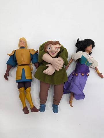 Lot Of 3 Mattel Disney Hunchback Notre Dame Dolls Phoebus Esmeralda Burger King Cover