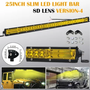 Yellow 8D 25 INCH 240W SLIM LED Work Light Bar Spot Flood Offroad Car Truck 4X4 - Picture 1 of 10