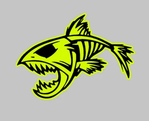 Aufkleber Fisch Fish Neon Gelb Car Auto Sticker Tuning  Decal Sport Skull klein - Bild 1 von 2