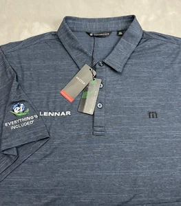 Travis Mathew Polo Men 3XL Blue The Heater Performance Embroidered 4Ways Stretch - Picture 1 of 15