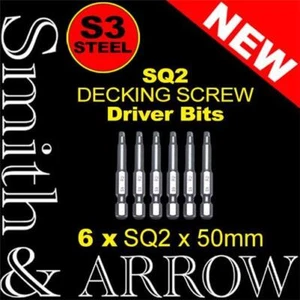 SQUARE SCREWDRIVER BIT S3 50mm 2" DECKING SCREWS HEX POWER DRILL MAGNETIC DRIVER - Picture 1 of 4