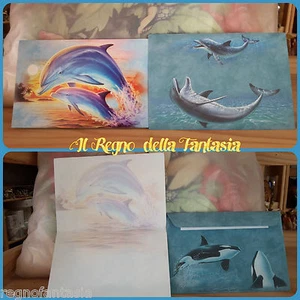 BIGLIETTO D'AUGURI CON DELFINO GREETING CARD GRUSSKARTE REGALO COMPLEANNO FESTE - Picture 1 of 1