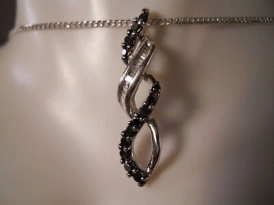 KAY JEWELER JWBR 10K WHITE GOLD WHITE BLACK DIAMOND INFINITY NECKLACE PENDANT 1" - Image 1 of 4