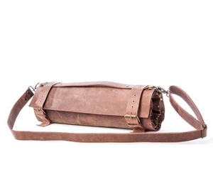 Borsa per coltelli da chef leggera marrone chiaro/marrone borsa in vera pelle custodia per coltelli da chef - Foto 1 di 8