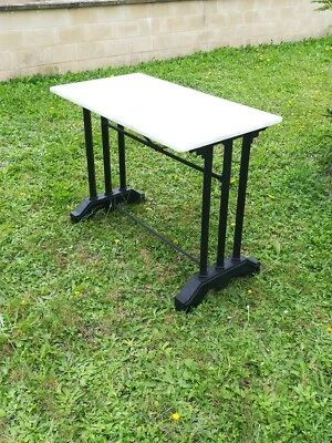 TABLE BISTROT FONTE & MARBRE RECTANGULAIRE ART DÉCO. ÉTAT CORRECT VOIR PHOTOS  - Photo 1/4