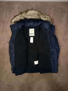 Womens Abercrombie & Fitch Fleece Quilted Water Resistant Hoodie Jacket Size L - Picture 1 of 10