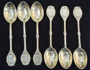 KÖNIG GEORGE VI 6ER SET (SECHS) STERLINGSILBER "MEDAILLON" TEELÖFFEL 1936 SELTEN - Bild 1 von 10