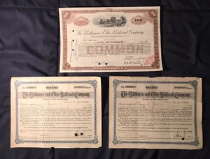 The Baltimore And Ohio Railroad Company Lot Of 3 Stock Certificates 1906 & 1959 - Picture 1 of 8