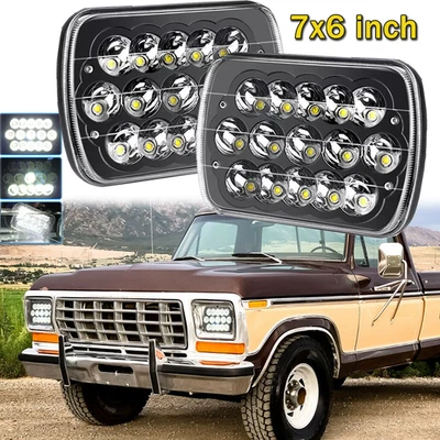 Pair 7x6" LED Headlights Hi/Lo Sealed Beam Fit 1978-1986 Ford F-150 F-250 F-350 - Image 1 of 4