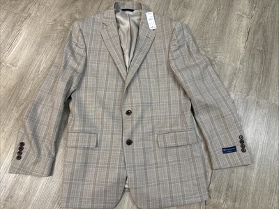 Brooks Brothers Regent Fit Sport Coat 40R NWT Taupe Gray Glen Plaid Jacket wool - Image 1 of 4