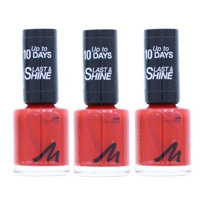 3 x Manhattan Last & Shine Nail Polish 600 Girlpower je 8ml Nagellack