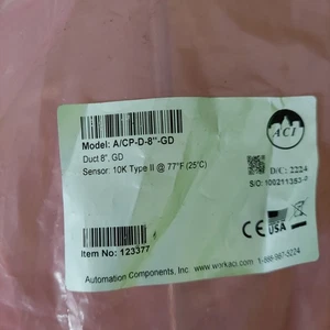 Componenti Automazione Tipo 2 Sensore Temperatura Punto Canale 10k Ohm A/CP-D-8"-GD - Foto 1 di 2