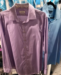 Lote de (2) camisas abotonadas para hombre talla 16 -- 34/35 (L) Calvin Klein & Geoff Beene - Imagen 1 de 7