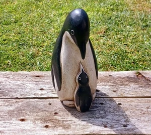 Penguin Wooden Statue. Large, Carved Wooden Penguin. Solid Wooden Penguin 27cm - Picture 1 of 6