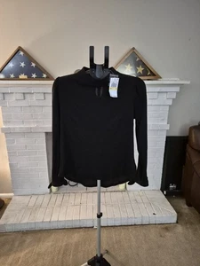 Damen Michael Kors Mixed Woven Strick Shirt Schwarz Neu mit Etikett   - Bild 1 von 9