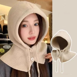 Drawstring Scarf Balaclava Hats Thicken Snood Collar Hood Student - Picture 1 of 17