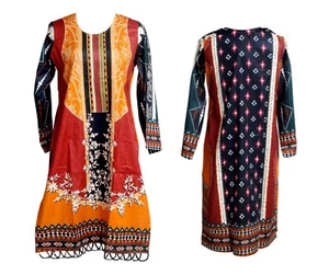 Indische Kurti pakistanische Kurta Baumwolle Digitaldruck Tunika Top Kleid KameezD für Damen - Bild 1 von 6