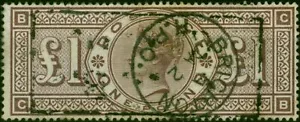 GB 1888 £1 sfere marrone lilla SG186 finemente usate - Foto 1 di 1