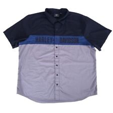 Harley Davidson Mens Button Down Short Sleeve Shirt Logo 3XL Black Blue Gray