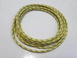 10 feet Vintage Braided Cloth Covered Primary Wire 14 gauge 14g ga Yellow Green - Picture 1 of 3
