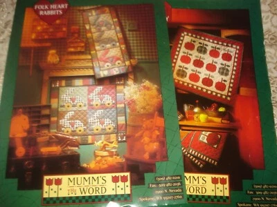 2 Quilt Patterns Mumm's the Word FOLK ART RABBITS & APPLE COUNTRY Wall Hanging - Image 1 of 4